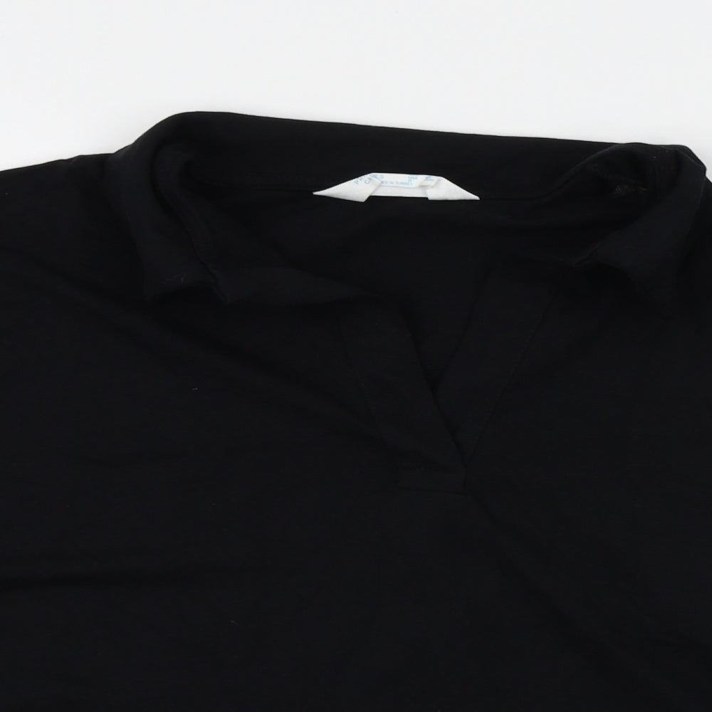 Primark Womens Black   Basic Polo Size S  - cropped