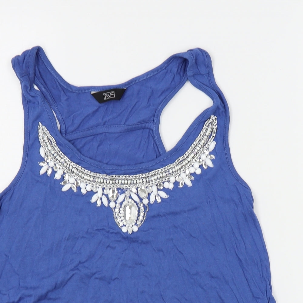 F&F Womens Beige   Basic  Size 12  - embellishment on neckline