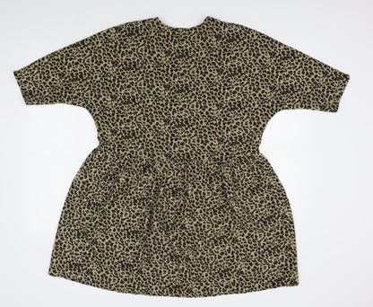 Boohoo Womens Brown Animal Print  Basic Blouse Size 8