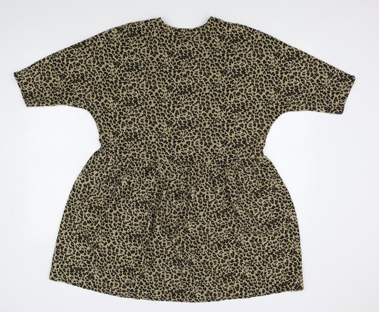 Boohoo Womens Brown Animal Print  Basic Blouse Size 8