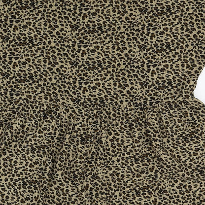 Boohoo Womens Brown Animal Print  Basic Blouse Size 8