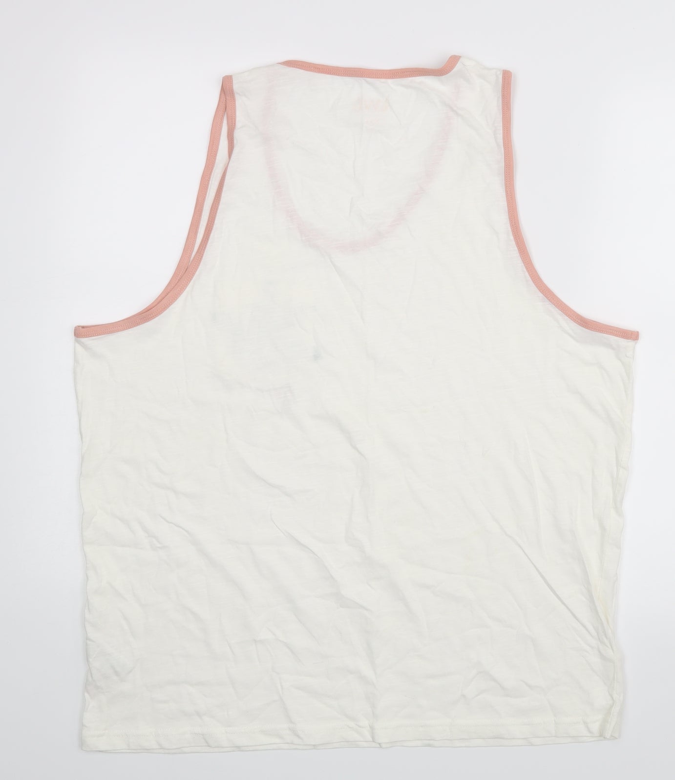 ACW85 Womens White Floral  Basic Tank Size 2XL