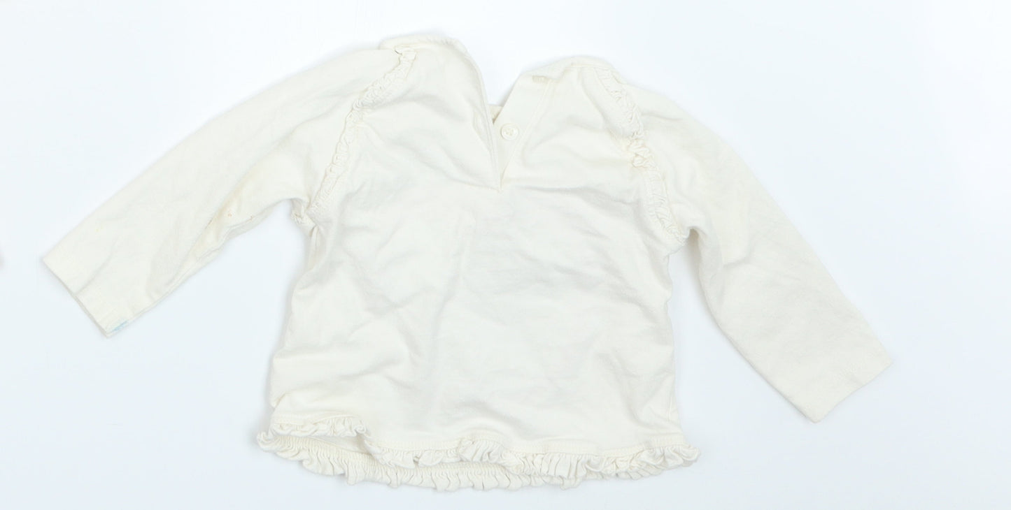 Mini Club Girls Ivory   Basic T-Shirt Size 6-9 Months