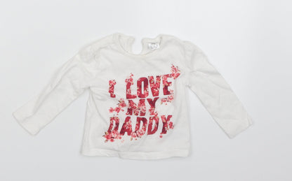 F&F Girls White   Basic T-Shirt Size 6-9 Months