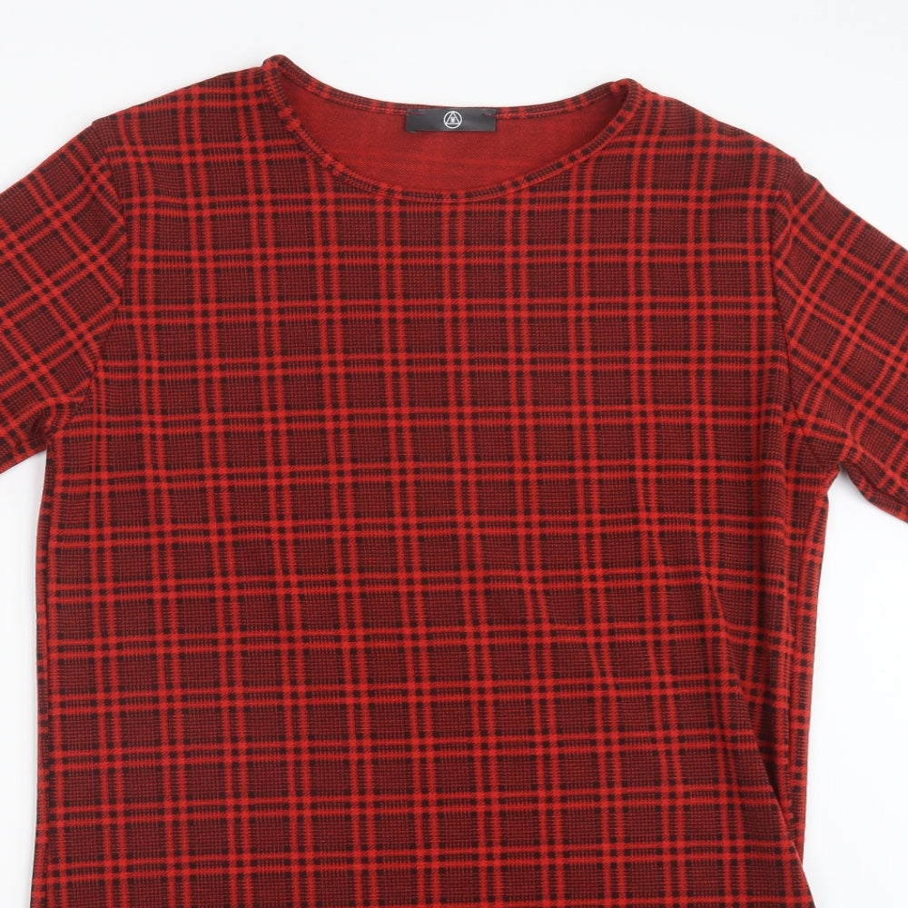 Missguided Womens Red Check  T-Shirt Dress  Size 10