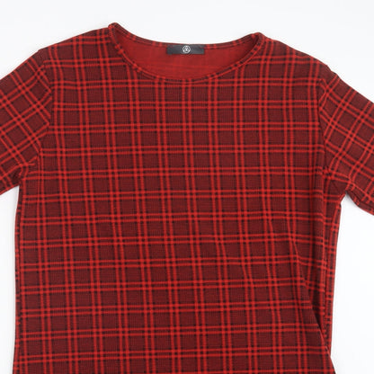 Missguided Womens Red Check  T-Shirt Dress  Size 10