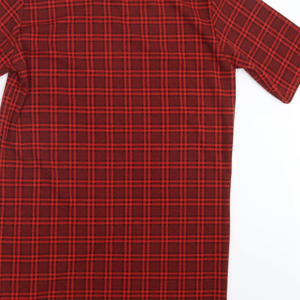 Missguided Womens Red Check  T-Shirt Dress  Size 10