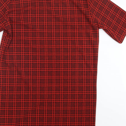 Missguided Womens Red Check  T-Shirt Dress  Size 10