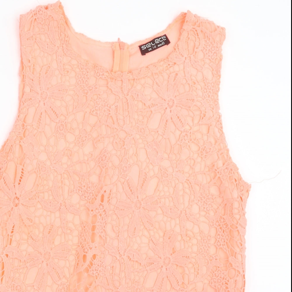 Womens UK Size 14 Select Orange Basic Blouse