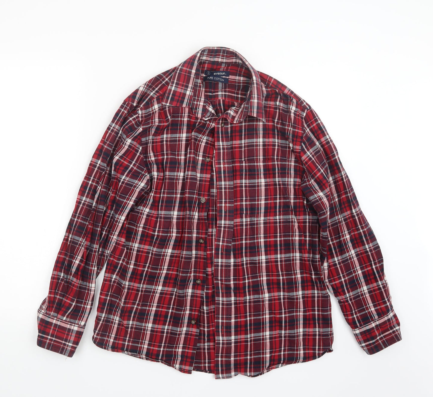 Avenue Mens Red Check   Button-Up Size S
