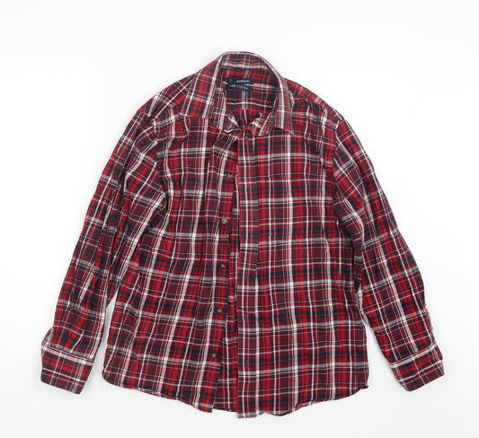 Avenue Mens Red Check   Button-Up Size S