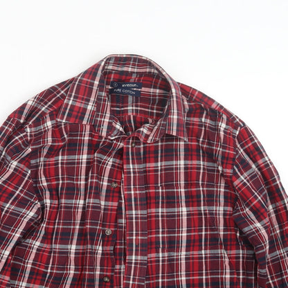 Avenue Mens Red Check   Button-Up Size S