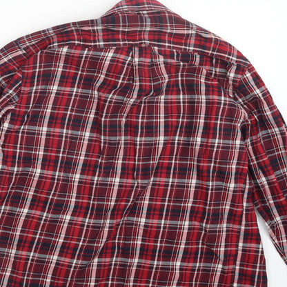 Avenue Mens Red Check   Button-Up Size S
