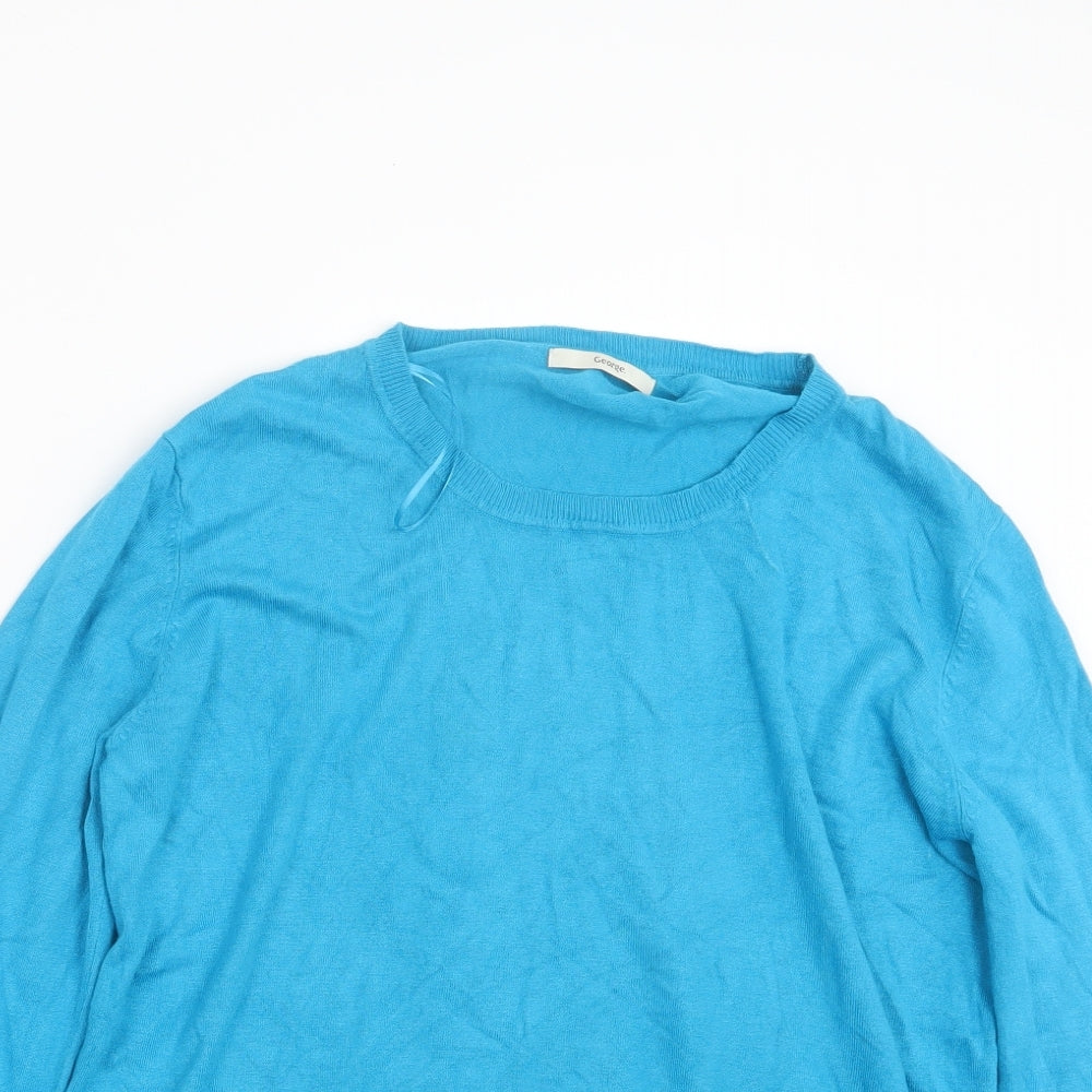 George Womens Blue  Knit Pullover Jumper Size 14
