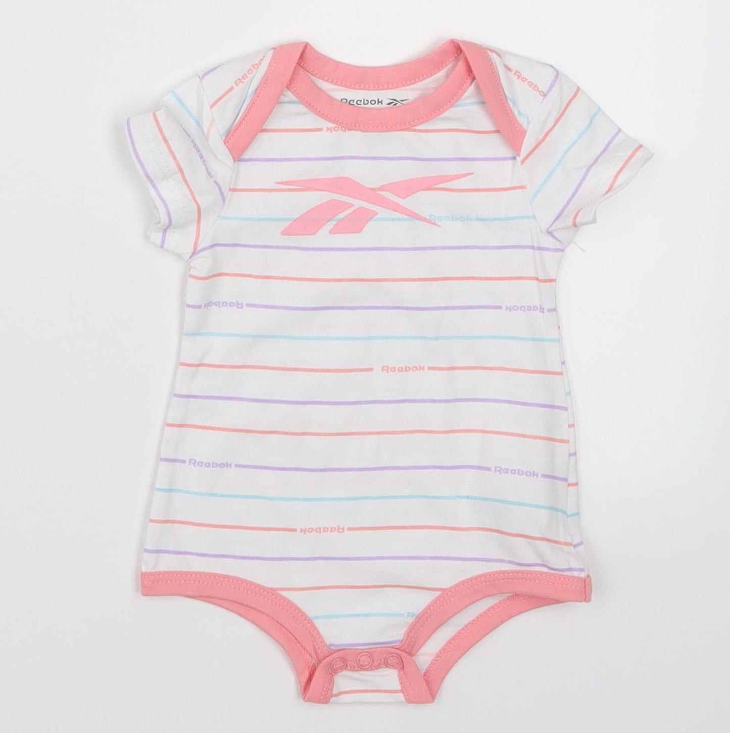 Reebok Girls Multicoloured Striped  Babygrow One-Piece Size 0-3 Months