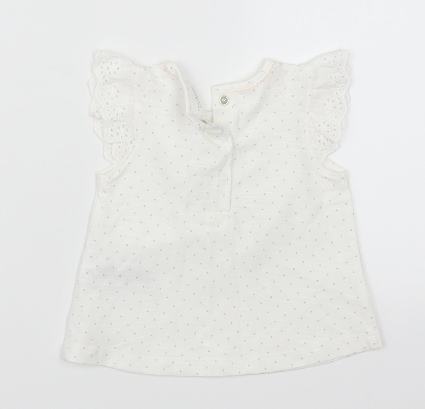 NEXT Girls White Polka Dot  Basic T-Shirt Size 0-3 Months  - Smile & Be Happy