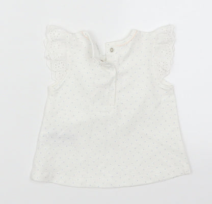 NEXT Girls White Polka Dot  Basic T-Shirt Size 0-3 Months  - Smile & Be Happy