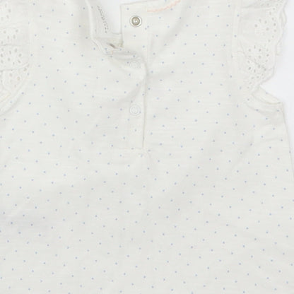 NEXT Girls White Polka Dot  Basic T-Shirt Size 0-3 Months  - Smile & Be Happy