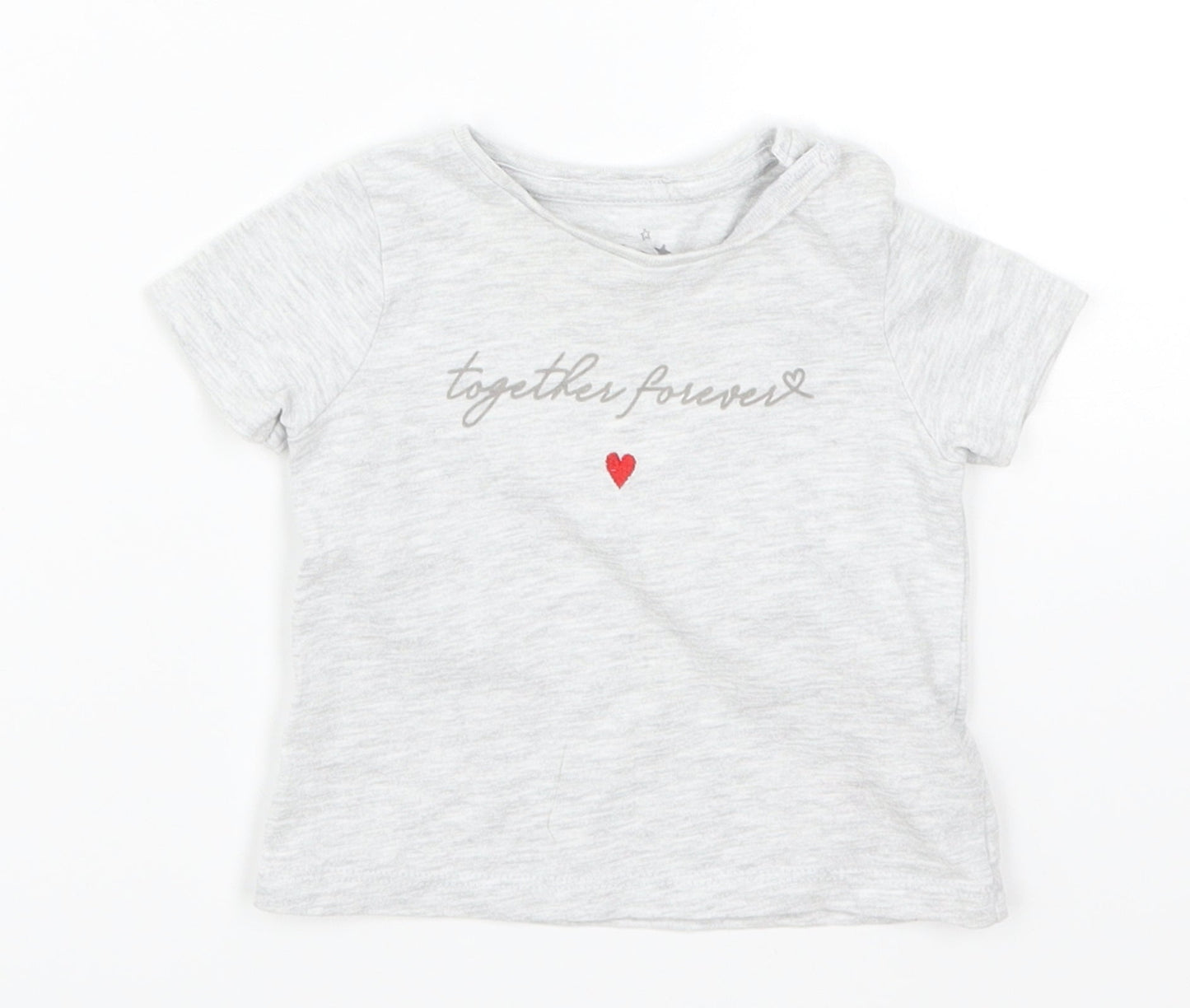 F&F Girls Grey   Basic T-Shirt Size 0-3 Months  - Together Forever