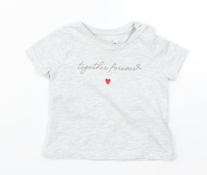 F&F Girls Grey   Basic T-Shirt Size 0-3 Months  - Together Forever