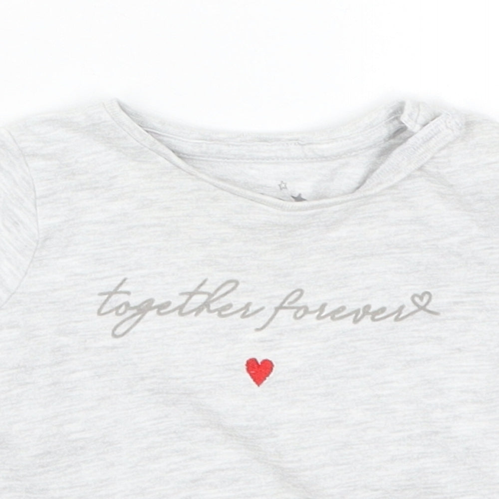F&F Girls Grey   Basic T-Shirt Size 0-3 Months  - Together Forever