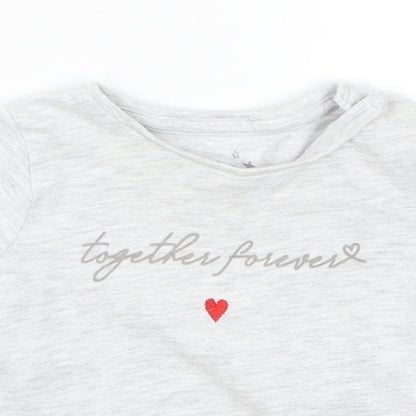 F&F Girls Grey   Basic T-Shirt Size 0-3 Months  - Together Forever
