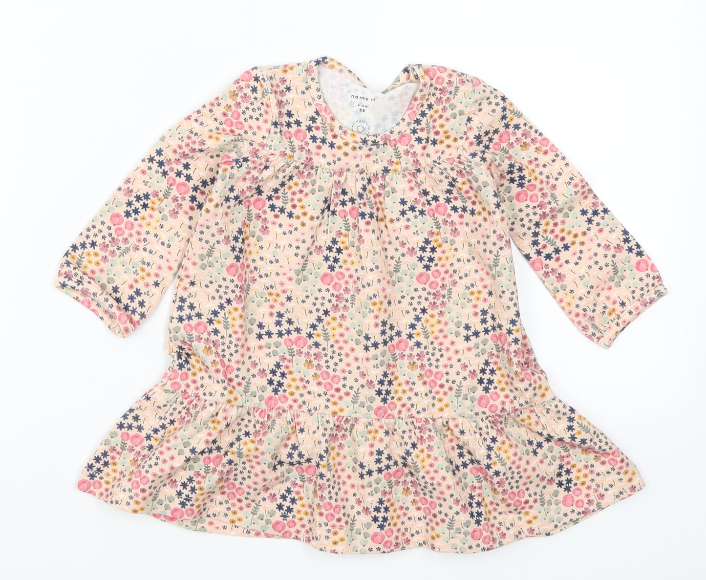 Preworn Girls Pink Floral  Trapeze & Swing  Size 3-6 Months