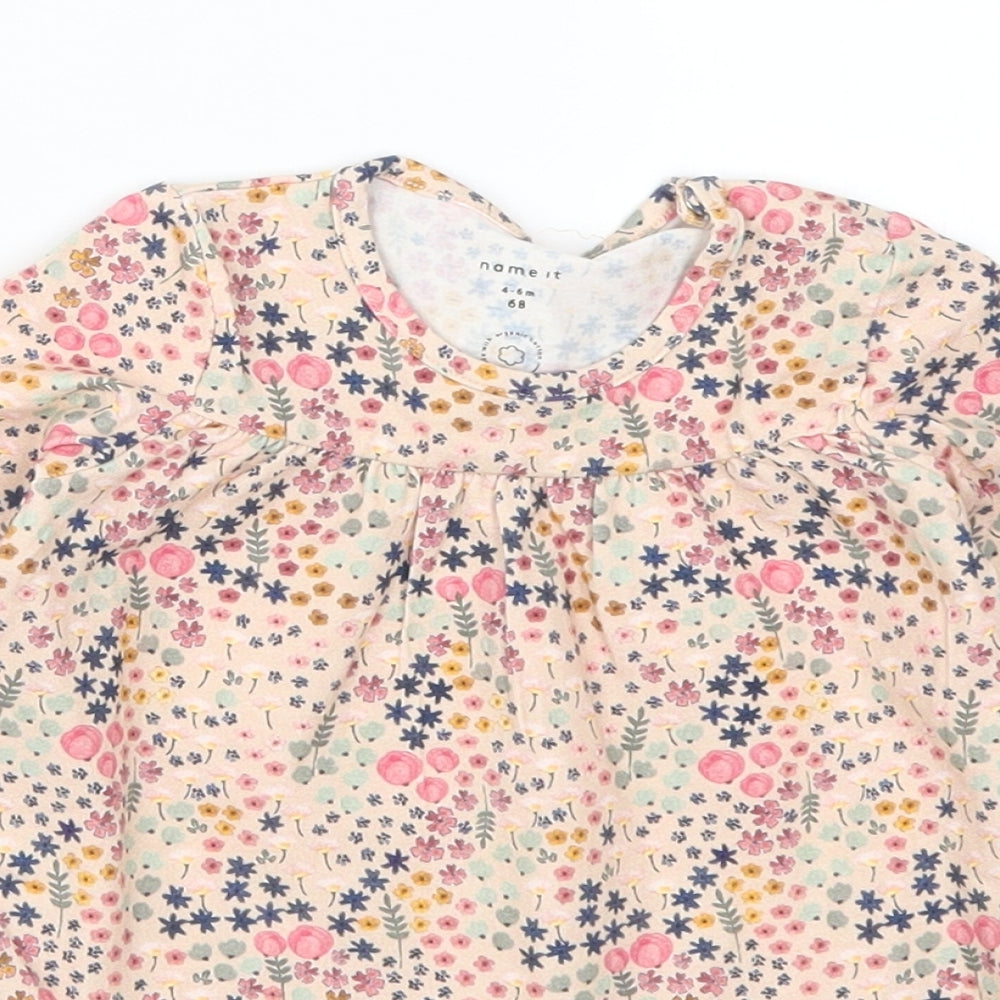 Preworn Girls Pink Floral  Trapeze & Swing  Size 3-6 Months