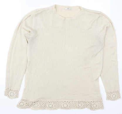 Cotton Traders Womens Beige  Knit Pullover Jumper Size 12