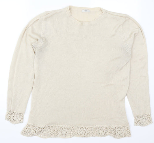 Cotton Traders Womens Beige  Knit Pullover Jumper Size 12