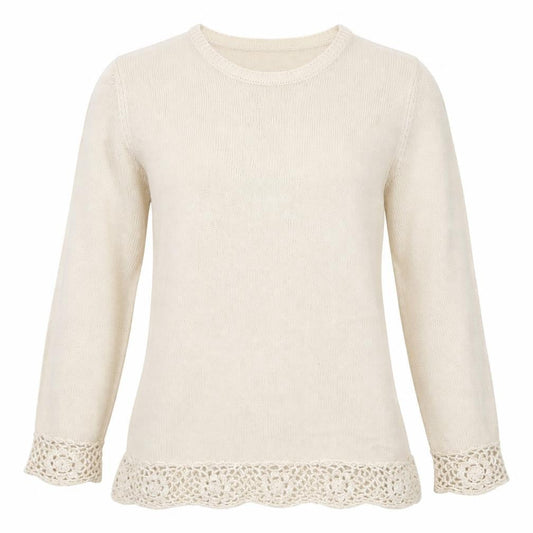Womens UK Size 12 Cotton Traders Beige Pullover Jumper