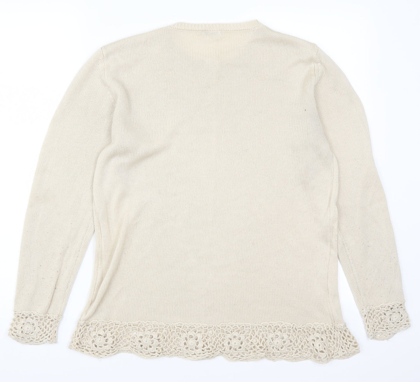 Cotton Traders Womens Beige  Knit Pullover Jumper Size 12