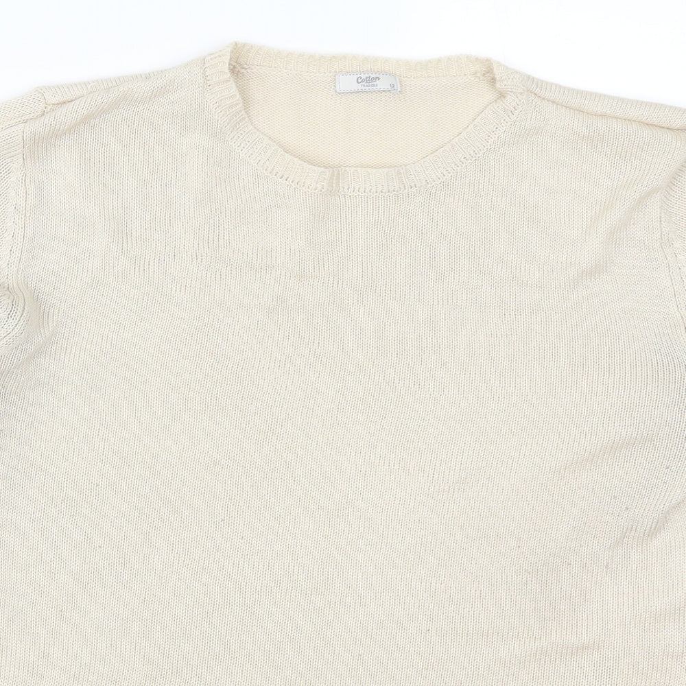 Cotton Traders Womens Beige  Knit Pullover Jumper Size 12