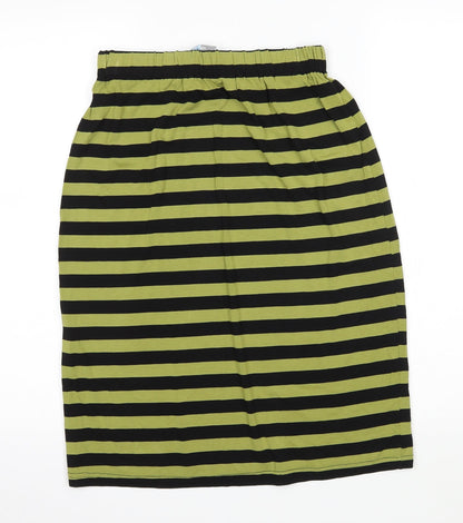 One Life Womens Green Striped Jersey Straight & Pencil Skirt Size S