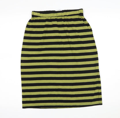One Life Womens Green Striped Jersey Straight & Pencil Skirt Size S