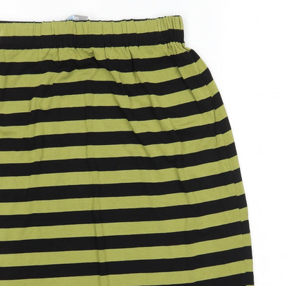 One Life Womens Green Striped Jersey Straight & Pencil Skirt Size S
