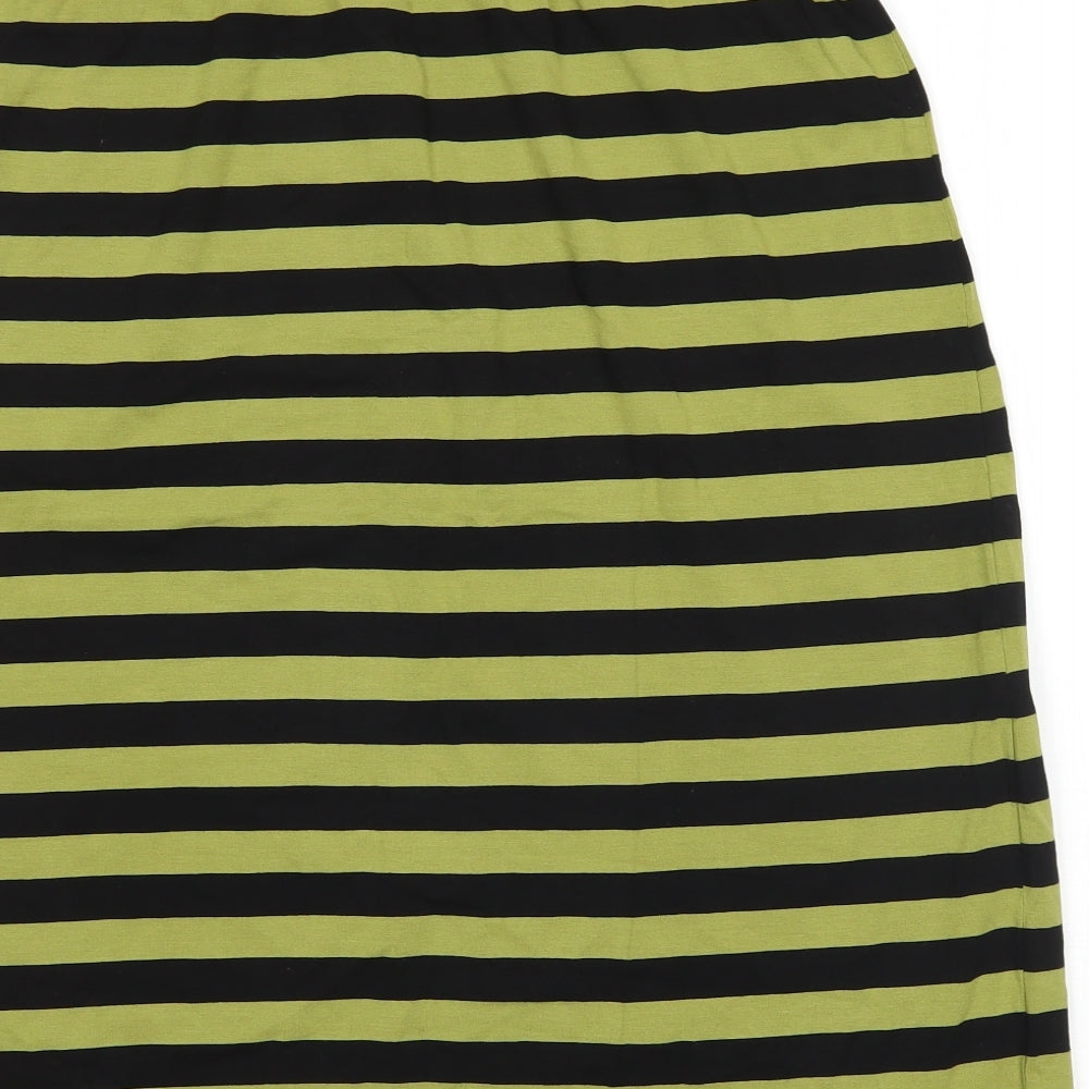 One Life Womens Green Striped Jersey Straight & Pencil Skirt Size S