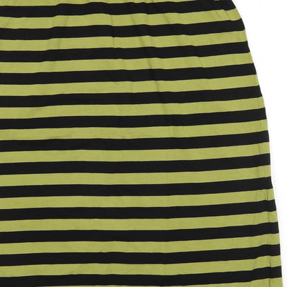 One Life Womens Green Striped Jersey Straight & Pencil Skirt Size S