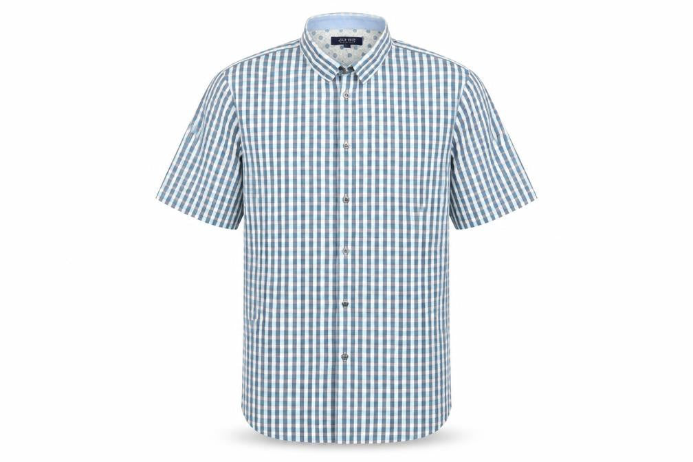 Mens UK Size L Jack Reid Blue  Button-Up Short Sleeve Casual Shirt