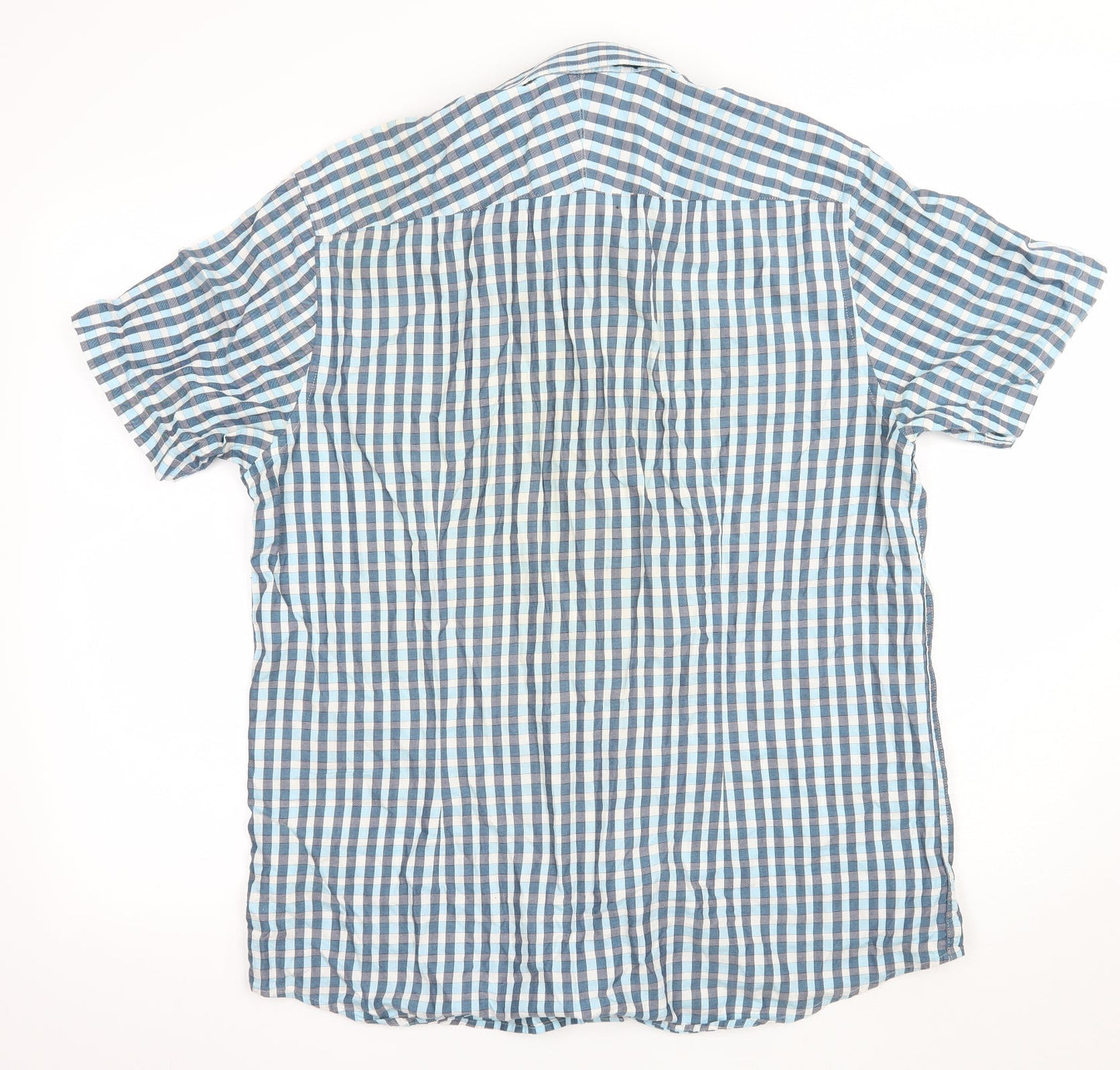 Mens UK Size L Jack Reid Blue  Button-Up Short Sleeve Casual Shirt