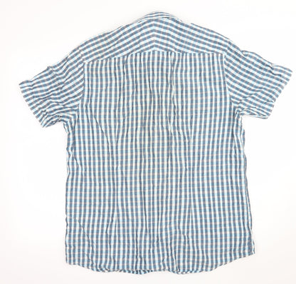 Mens UK Size L Jack Reid Blue  Button-Up Short Sleeve Casual Shirt