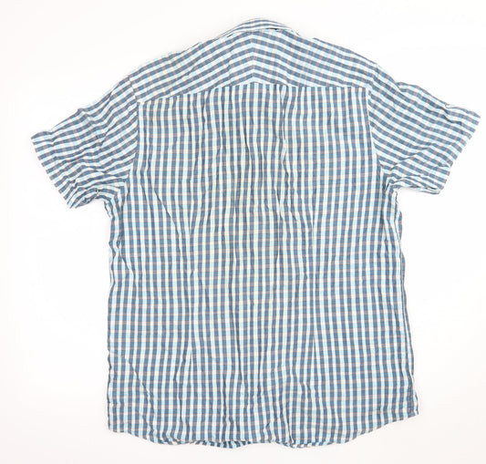 Mens UK Size L Jack Reid Blue  Button-Up Short Sleeve Casual Shirt