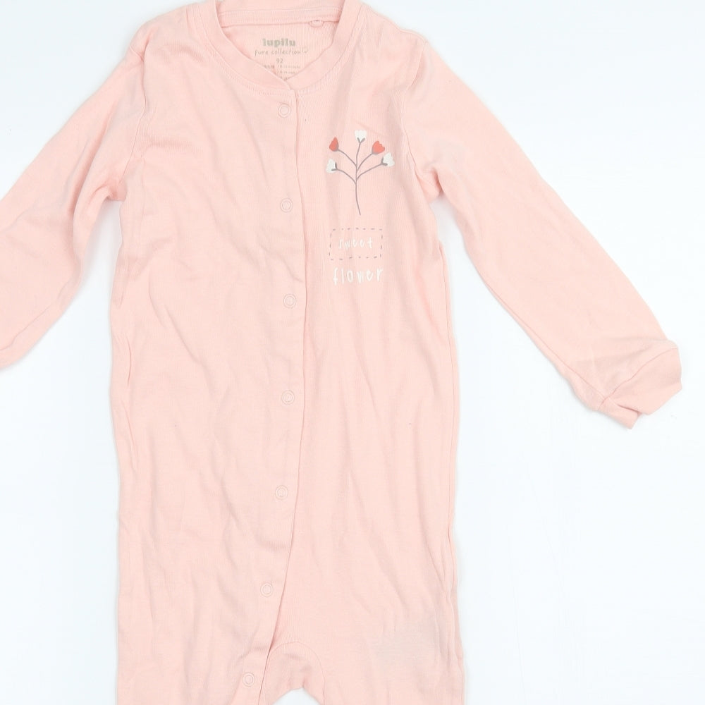 Lupliu Girls Pink  Jersey Babygrow One-Piece Size 18 Months  - Sweet Flower