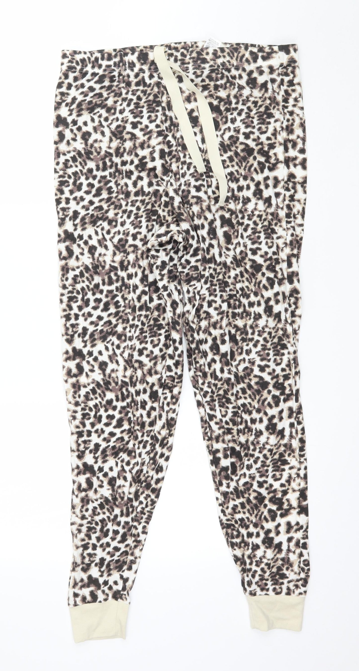 Avon  Womens Brown Animal Print Jersey Capri Pyjama Pants Size 12