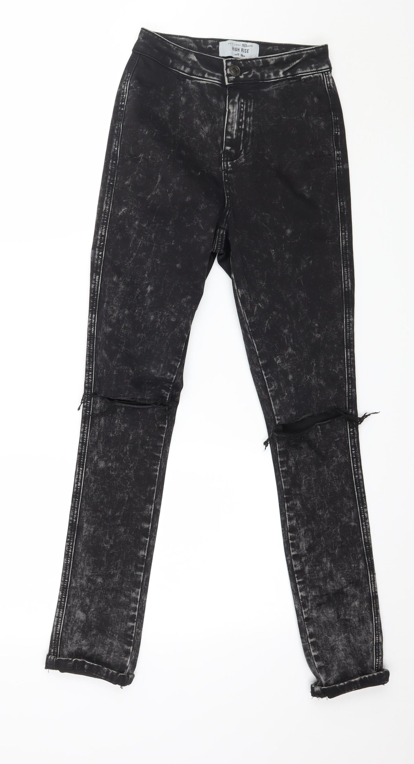 New Look Girls Black  Denim Skinny Jeans Size 13 Years - Distressed