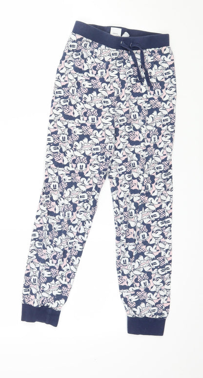 Disney Girls Blue Geometric Jersey Capri Pyjama Pants Size 9-10 Years  - Minnie Mouse