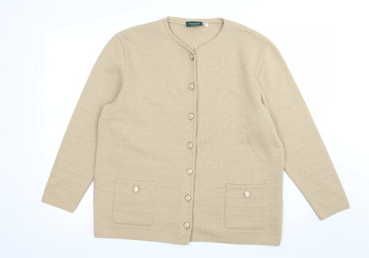 C&A Womens Beige  Knit Cardigan Jumper Size L