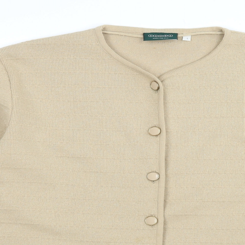 C&A Womens Beige  Knit Cardigan Jumper Size L