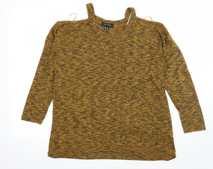 New Look Womens Yellow   Pullover Jumper Size M  - Cut Out Shoulder