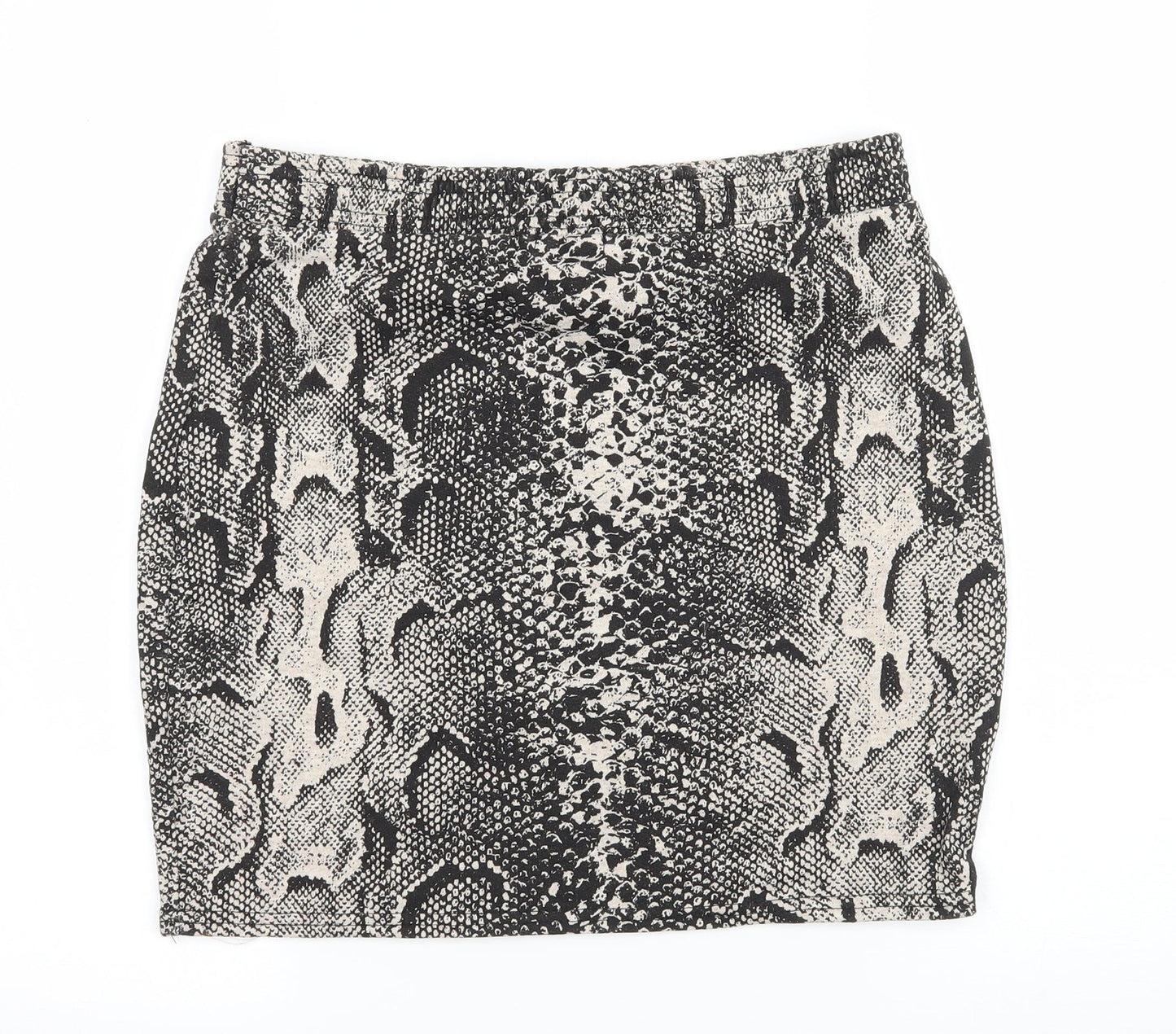 PRETTYLITTLETHING Womens Black Animal Print Jersey Mini Skirt Size 10